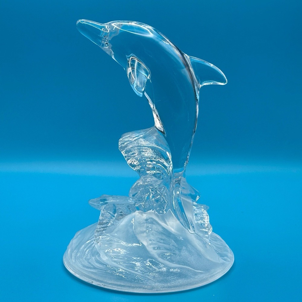 Cristal D'Arques France Crystal Dolphin Figurine Clear Statue